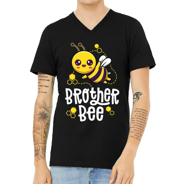 Family Bees Brother Bro First Bee Day Outfit Birthday V-Neck T-Shirt