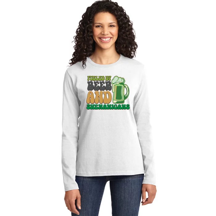 Fueled By Beer And Shenanigans Ladies Long Sleeve Shirt