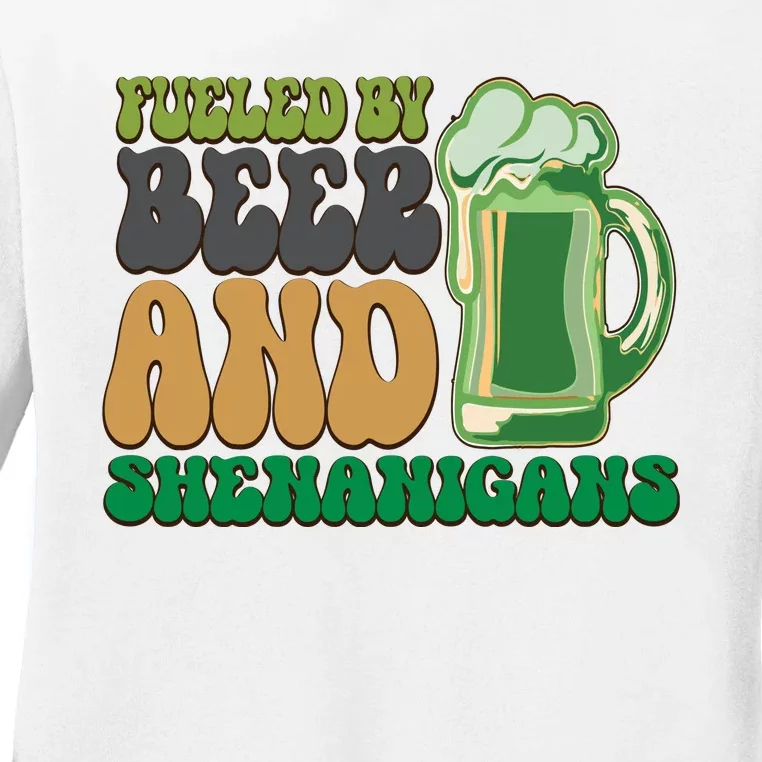 Fueled By Beer And Shenanigans Ladies Long Sleeve Shirt