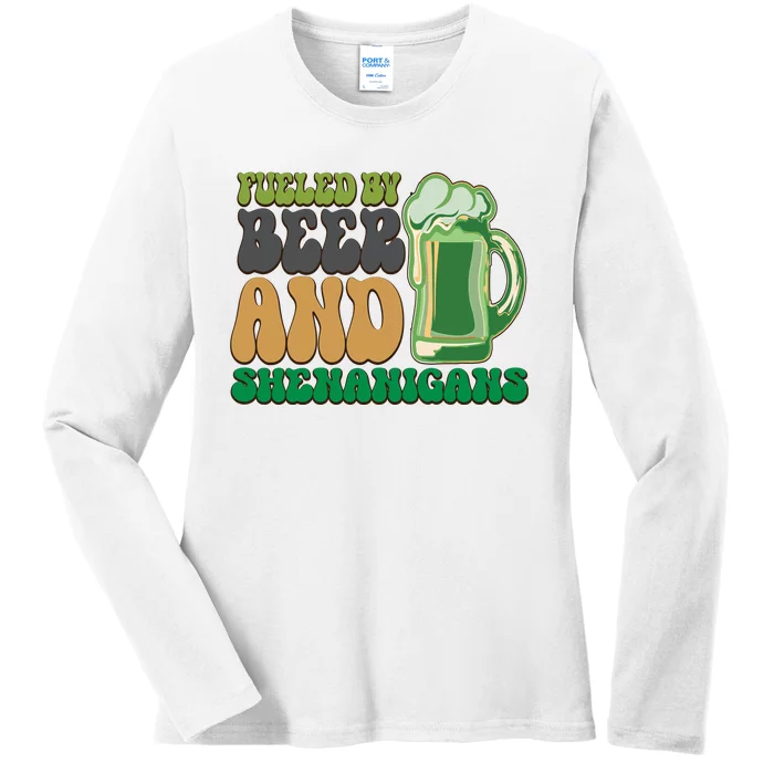 Fueled By Beer And Shenanigans Ladies Long Sleeve Shirt