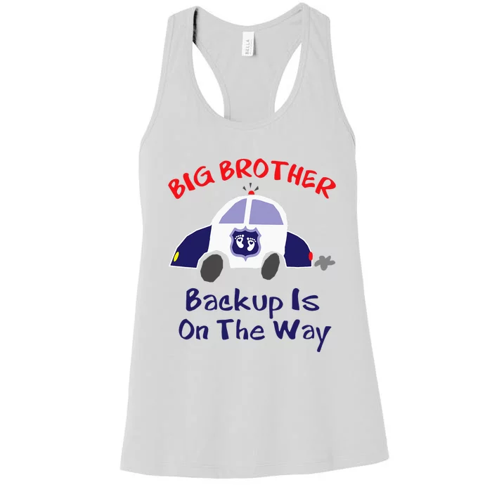 Funny Big Brother Pregnancy Announcement Police Car Women's Racerback Tank