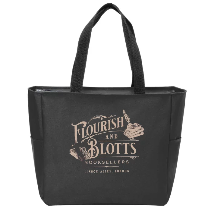 Flourish Blotts Bookish HP Fan Potter Zip Tote Bag