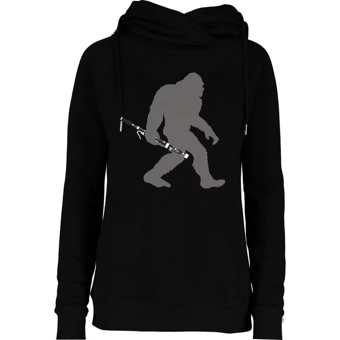 Funny Bassoonist Bigfoot Musician With Bassoon Womens Funnel Neck Pullover Hood