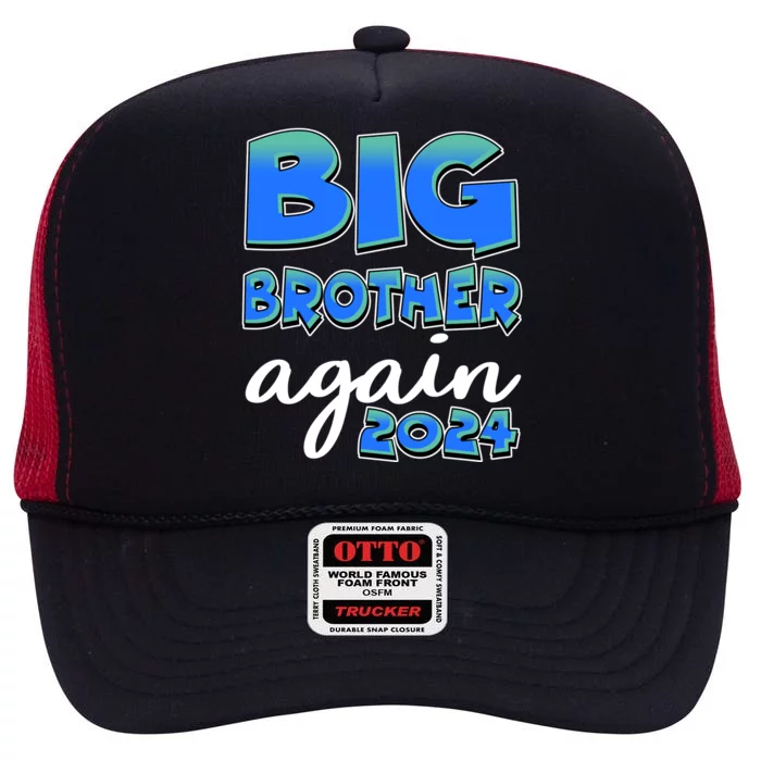 Funny Big Brother Again 2024 New Baby Sibling High Crown Mesh Trucker Hat