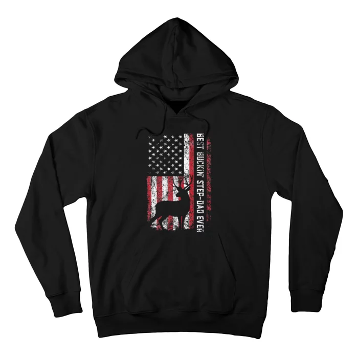 Flag Best Buckin Step Dad Ever Deer Hunting Fathers Day Hoodie