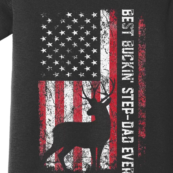 Flag Best Buckin Step Dad Ever Deer Hunting Fathers Day Baby Bodysuit