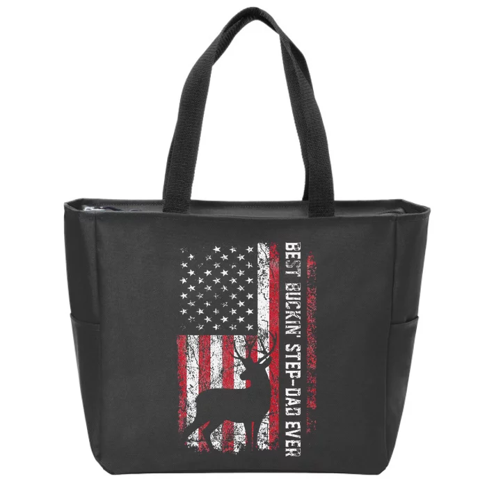 Flag Best Buckin Step Dad Ever Deer Hunting Fathers Day Zip Tote Bag