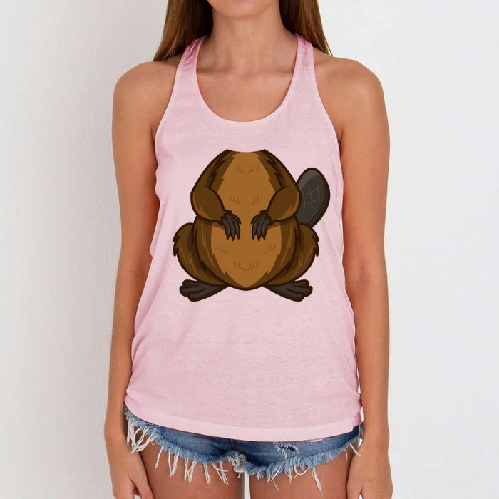 Funny Beaver Body Headless Halloween Easy Costume Outfit Cool Gift Women's Knotted Racerback Tank