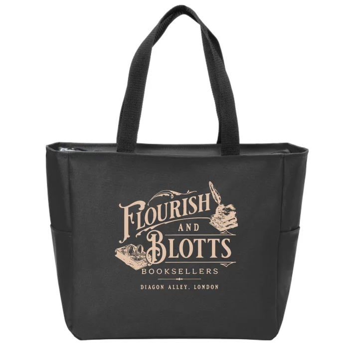 Flourish Blotts Bookish Hp Fan Potter Zip Tote Bag