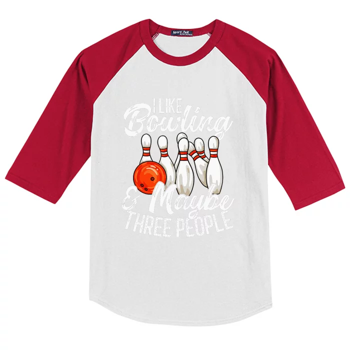 Funny Bowling Bowler Tenpin Bowling Kids Colorblock Raglan Jersey