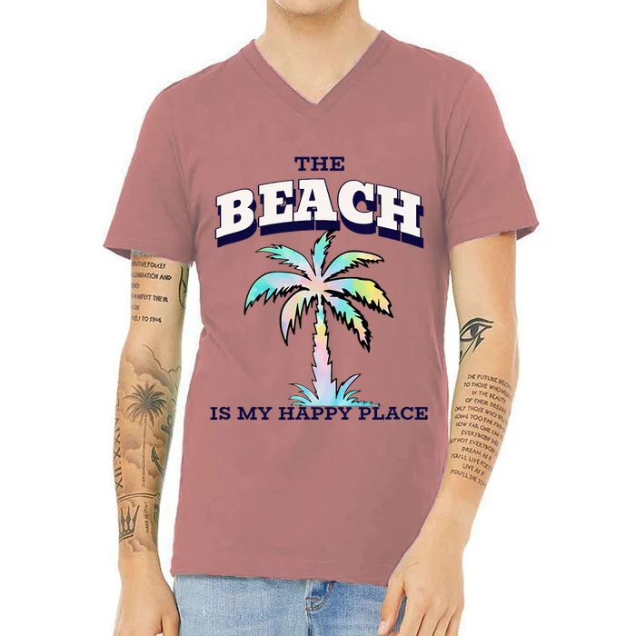 Family Beach Beach Is My Happy Place Vacation V-Neck T-Shirt