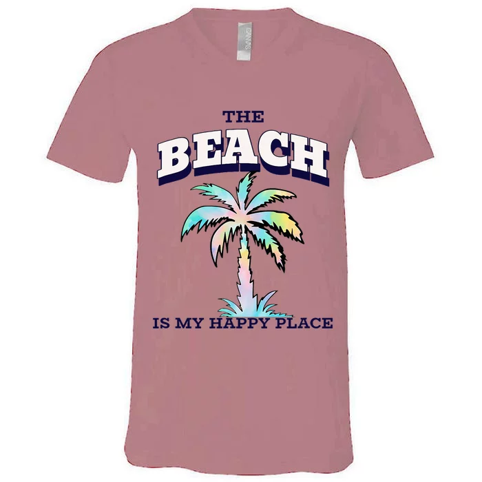 Family Beach Beach Is My Happy Place Vacation V-Neck T-Shirt