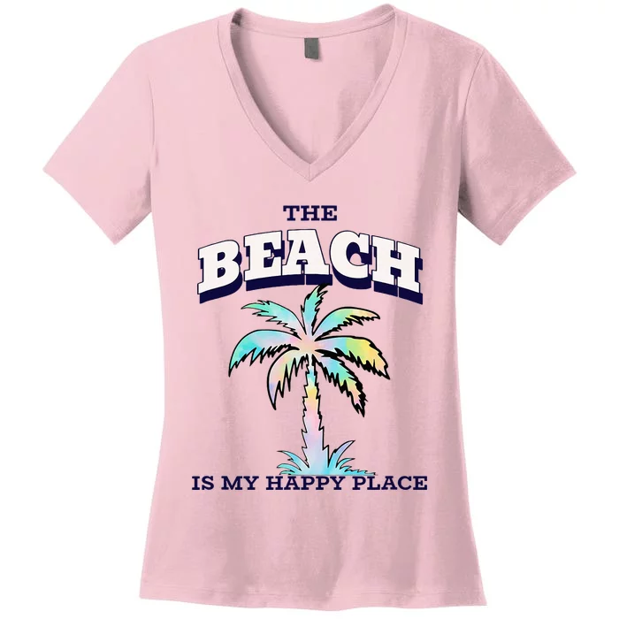 Family Beach Beach Is My Happy Place Vacation Women's V-Neck T-Shirt