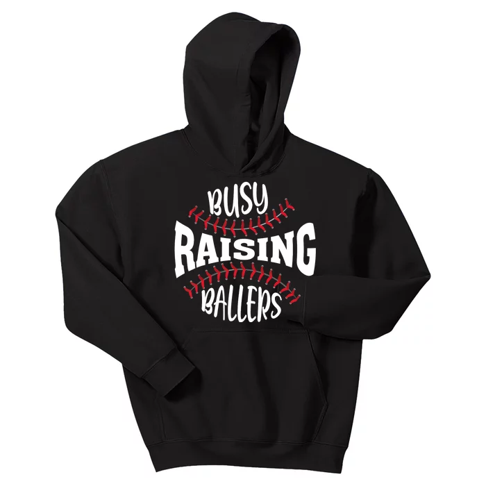 Funny Baseball - Busy Raising Ballers Kids Hoodie