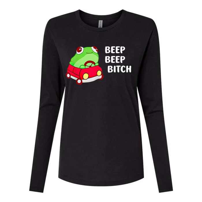 Frog Beep Beep Bitch Womens Cotton Relaxed Long Sleeve T-Shirt