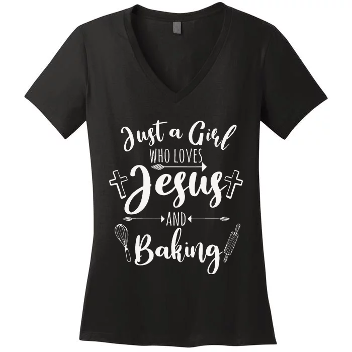 Funny Baking Baker Gift Cool Jesus Christian Bake Women's V-Neck T-Shirt