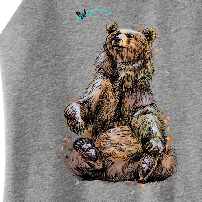 Friendly Brown Bear Sitting And Waving A Paw Women’s Perfect Tri Rocker Tank