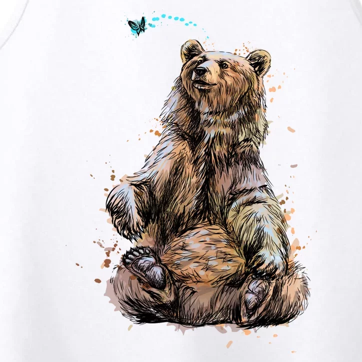 Friendly Brown Bear Sitting And Waving A Paw Performance Tank