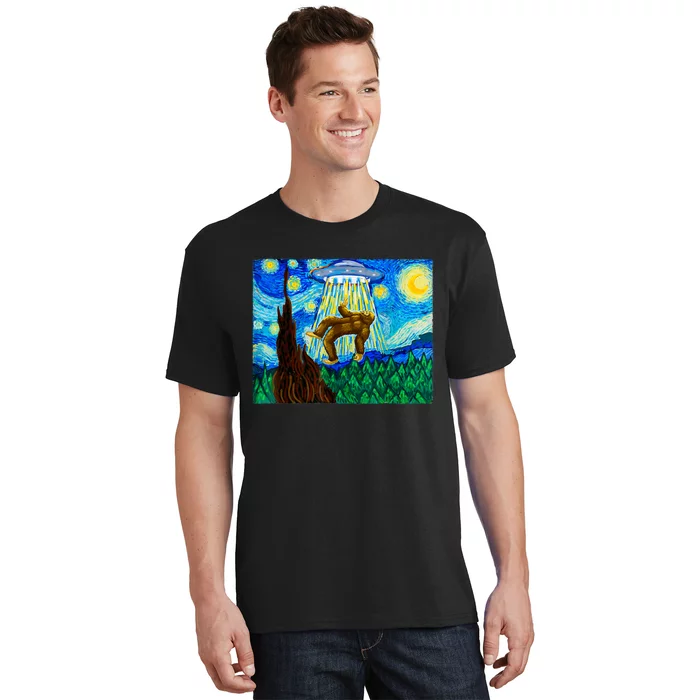 Funny Bigfoot Bigfoot Alien Funny Starry Night T-Shirt