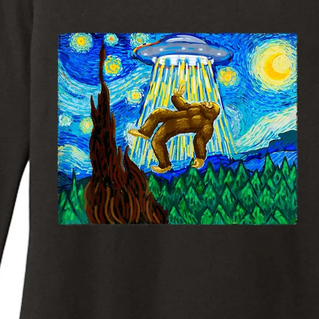 Funny Bigfoot Bigfoot Alien Funny Starry Night Womens CVC Long Sleeve Shirt