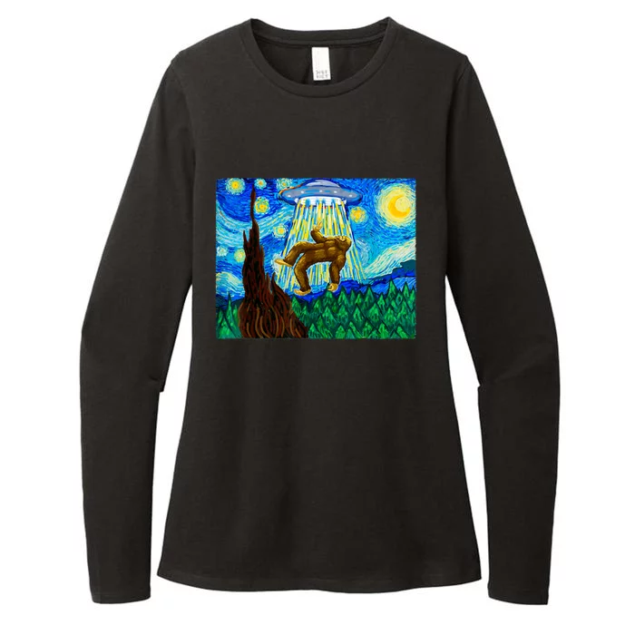 Funny Bigfoot Bigfoot Alien Funny Starry Night Womens CVC Long Sleeve Shirt