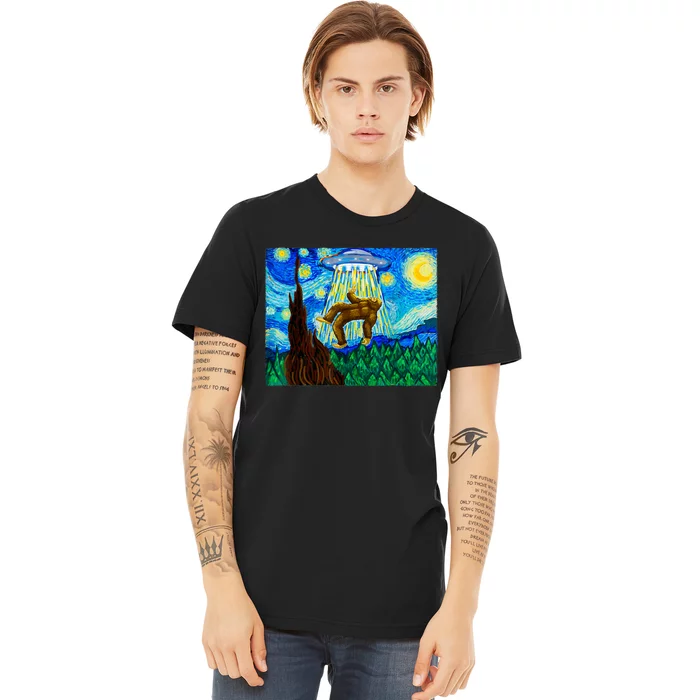 Funny Bigfoot Bigfoot Alien Funny Starry Night Premium T-Shirt