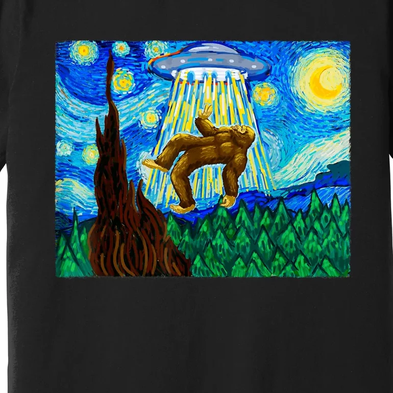 Funny Bigfoot Bigfoot Alien Funny Starry Night Premium T-Shirt