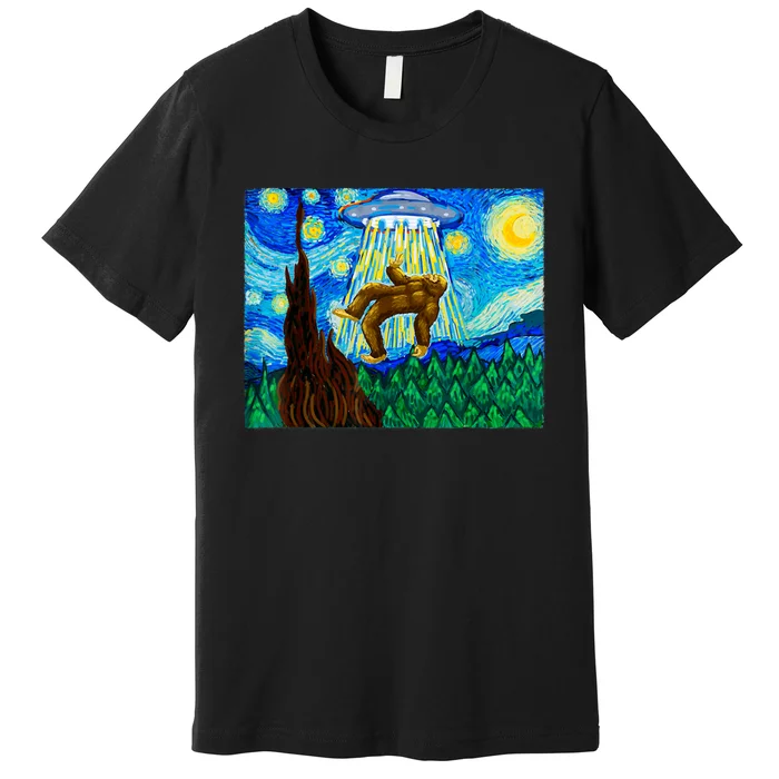 Funny Bigfoot Bigfoot Alien Funny Starry Night Premium T-Shirt