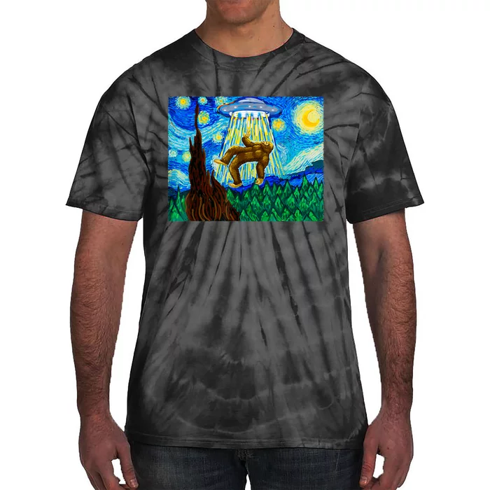 Funny Bigfoot Bigfoot Alien Funny Starry Night Tie-Dye T-Shirt