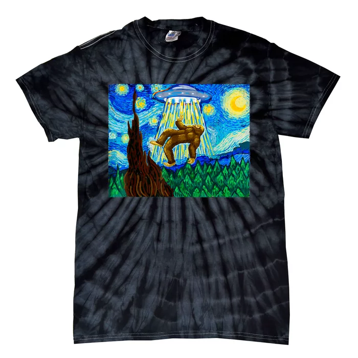 Funny Bigfoot Bigfoot Alien Funny Starry Night Tie-Dye T-Shirt