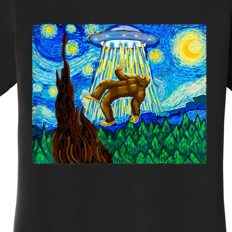 Funny Bigfoot Bigfoot Alien Funny Starry Night Women's T-Shirt