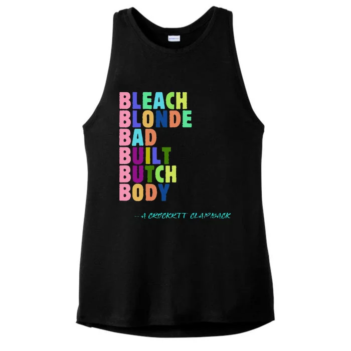 Funny Bleach Blonde Bad Built Butch Body Ladies Tri-Blend Wicking Tank