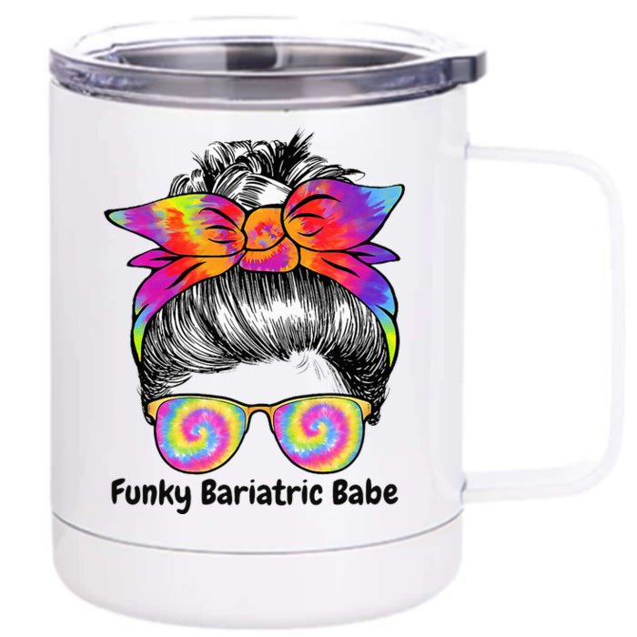 Funky Bariatric Babe Tie Dye Bariatric Surgery Front & Back 12oz Stainless Steel Tumbler Cup