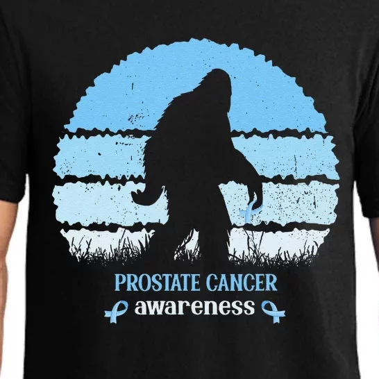 Funny Bigfoot Believe Prostate Cancer Awareness Blue Ribbon Pajama Set