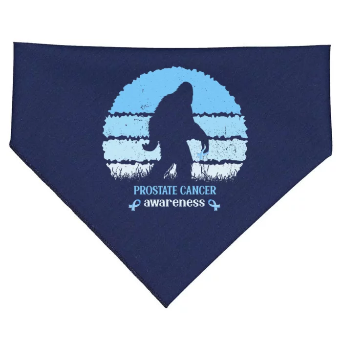 Funny Bigfoot Believe Prostate Cancer Awareness Blue Ribbon USA-Made Doggie Bandana