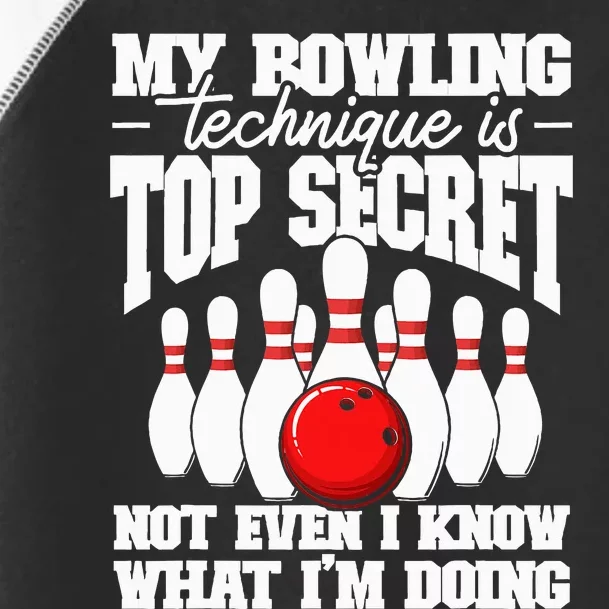 Funny Bowling Bowler Unveiling My Secret Technique Toddler Fine Jersey T-Shirt