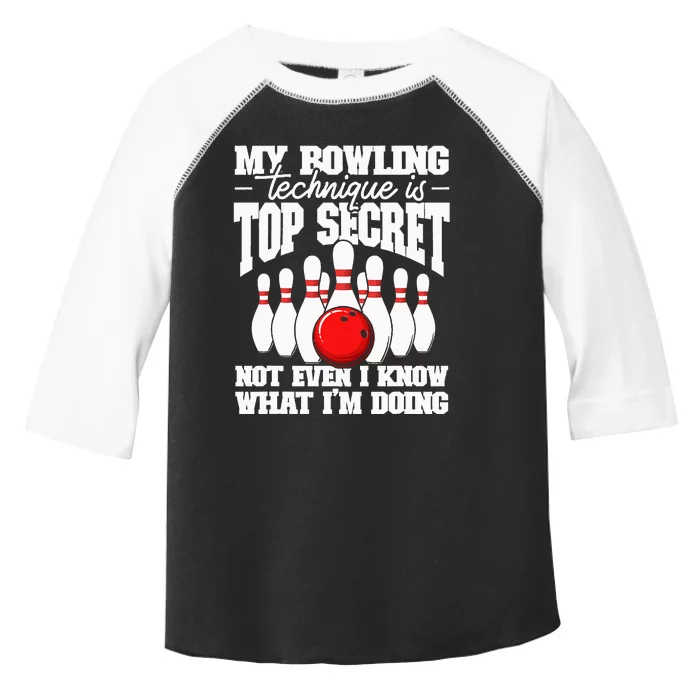 Funny Bowling Bowler Unveiling My Secret Technique Toddler Fine Jersey T-Shirt