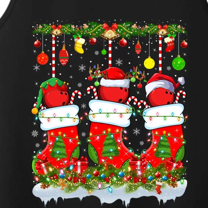 Funny Bowling Ball In Xmas Socks Lights Bowling Christmas Gift Performance Tank