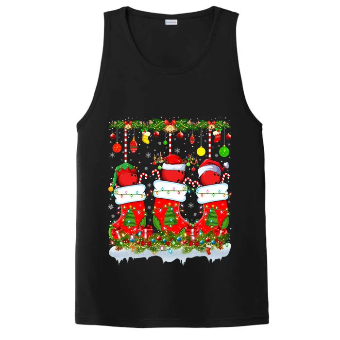 Funny Bowling Ball In Xmas Socks Lights Bowling Christmas Gift Performance Tank