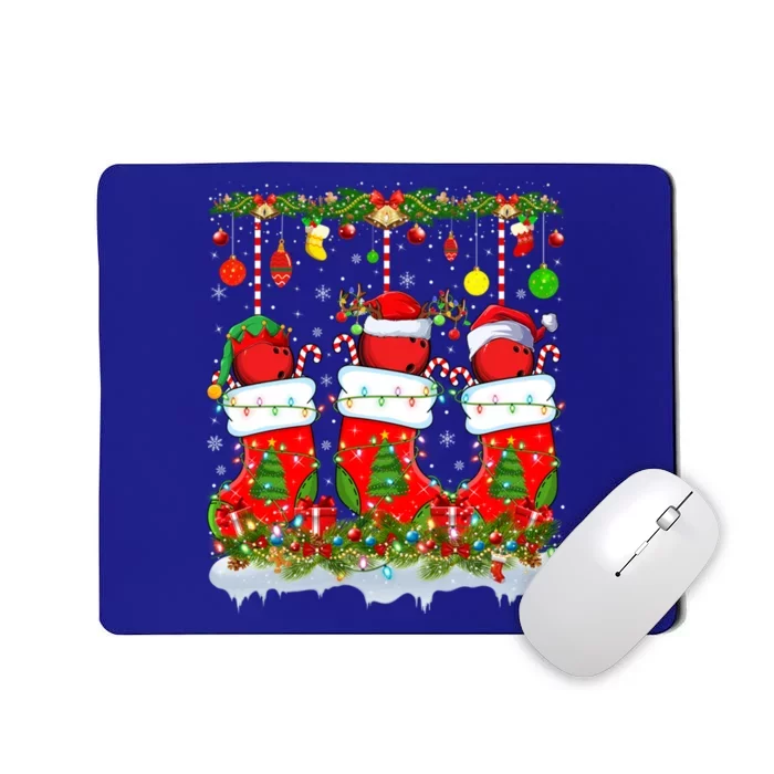 Funny Bowling Ball In Xmas Socks Lights Bowling Christmas Gift Mousepad