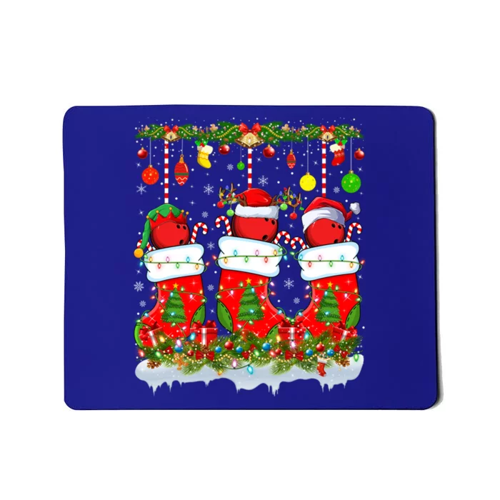 Funny Bowling Ball In Xmas Socks Lights Bowling Christmas Gift Mousepad