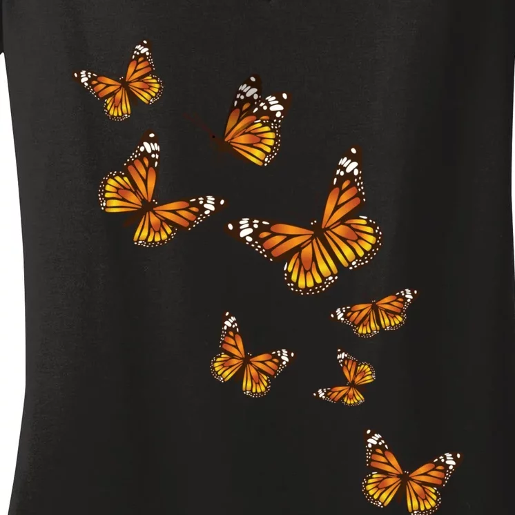 Flying Butterflies Butterfly Lover Gardener Entomologist Women's V-Neck T-Shirt