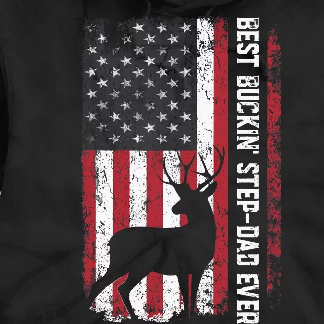 Flag Best Buckin' Step-Dad Ever Deer Hunting Father's Day Tie Dye Hoodie