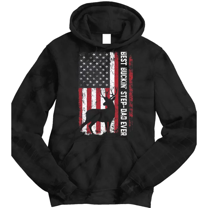 Flag Best Buckin' Step-Dad Ever Deer Hunting Father's Day Tie Dye Hoodie