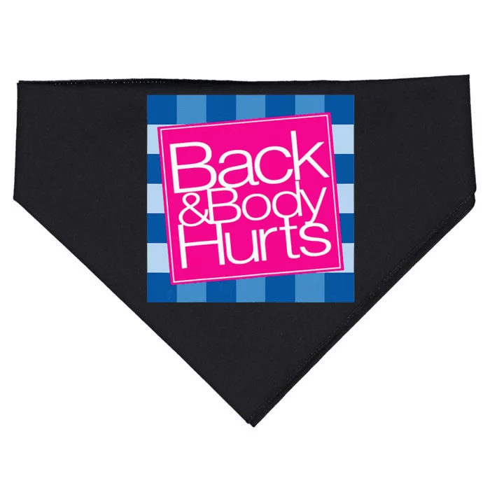 Funny Back Body Hurts Quote Workout Gym Top USA-Made Doggie Bandana