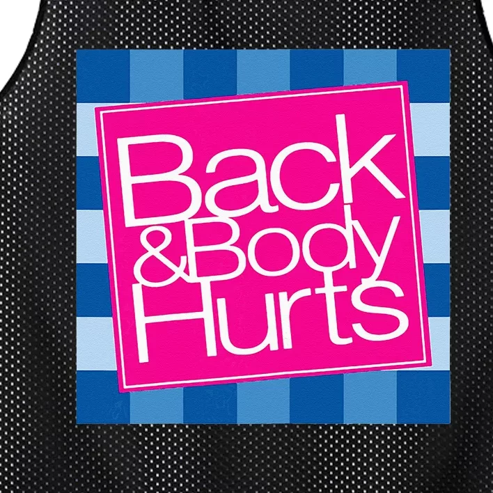 Funny Back Body Hurts Quote Workout Gym Top Mesh Reversible Basketball Jersey Tank