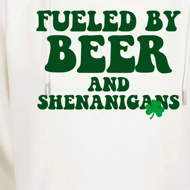 Fueled By Beer And Shenanigans St Patricks Day Womens Funnel Neck Pullover Hood