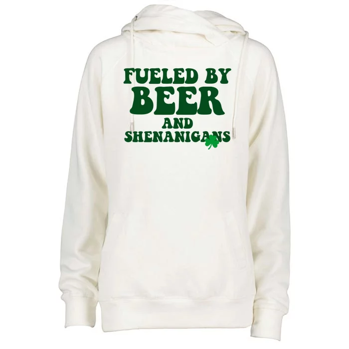 Fueled By Beer And Shenanigans St Patricks Day Womens Funnel Neck Pullover Hood