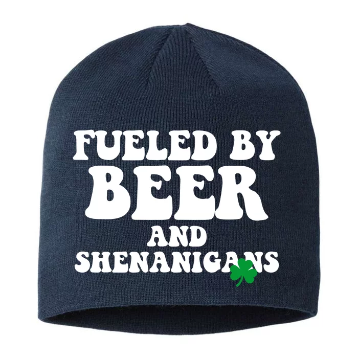 Fueled By Beer And Shenanigans St Patricks Day 8 1/2in Sustainable Knit Beanie