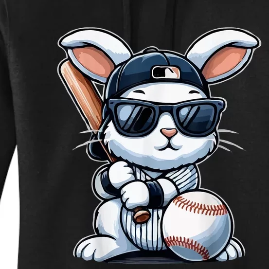 Funny Baseball Bunny Easter Women's Pullover Hoodie